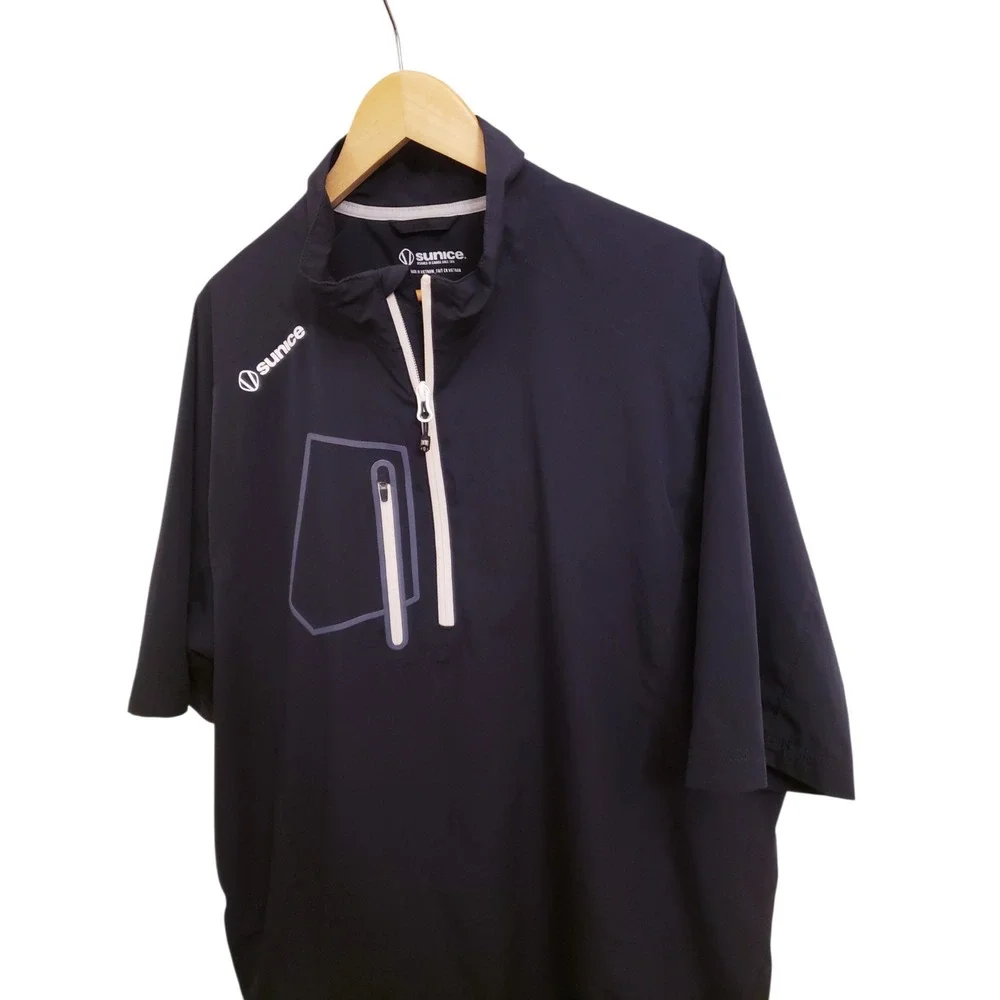 Sunice Zephal Black Short Sleeve Quarter Zip Golf Rain Pullover Jacket, Size XXL